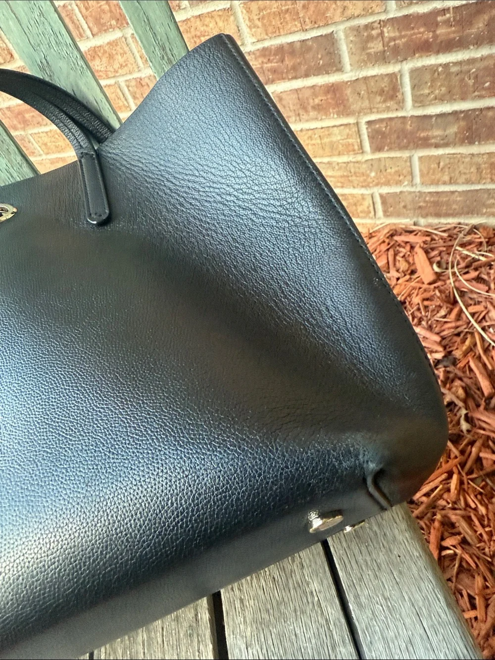Kate Spade ♠️ Black Pebble grain Suzy Large North South Tote bag w/gold emblem